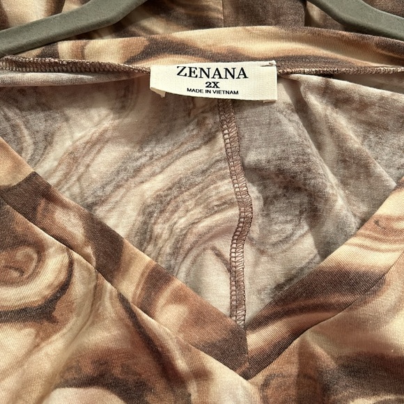 NWOT Zenana Hi-low Blouse in Mocha Marble - Picture 5 of 6